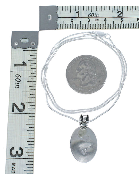 Navajo Turquoise Inlay Turtle Pendant Sterling Silver 18" Snake Chain Necklace Set NX12535