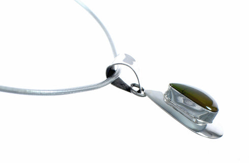 Sterling Silver Turquoise Navajo Tear Drop Pendant 16" Italian Snake Chain Necklace Set NX12536