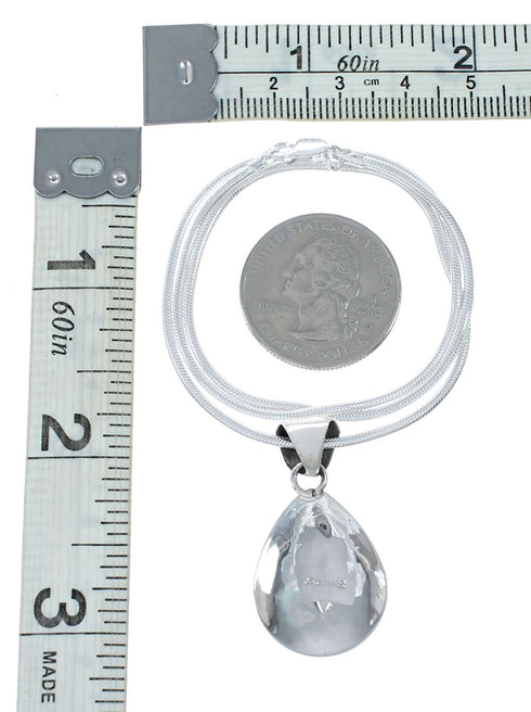 Sterling Silver Turquoise Navajo Tear Drop Pendant 16" Italian Snake Chain Necklace Set NX12536
