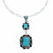 Genuine Navajo Turquoise Inlay Pendant Sterling Silver Link Chain Necklace Set NX12544