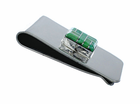 Sterling Silver And Turquoise Inlay Navajo Money Clip NX12529