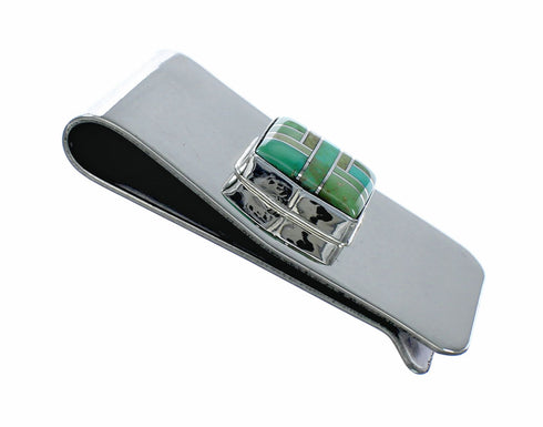Sterling Silver And Turquoise Inlay Navajo Money Clip NX12530