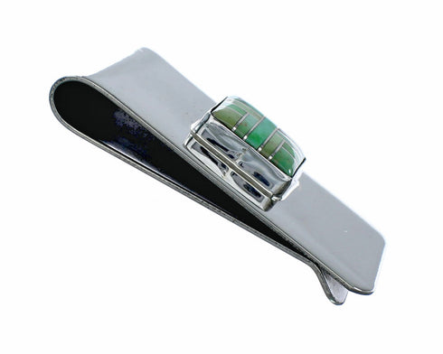 Navajo Sterling Silver And Turquoise Inlay Money Clip NX12531