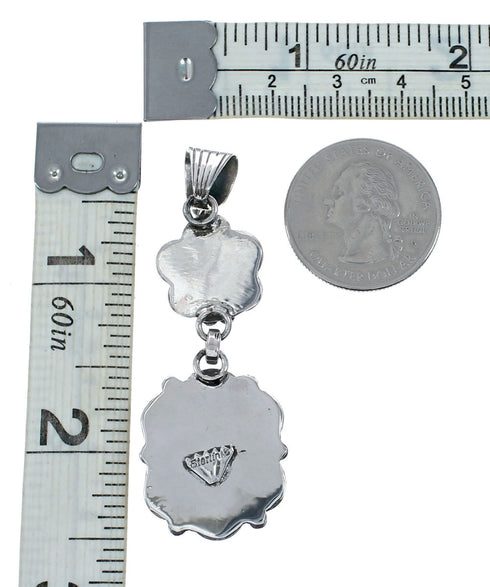 Turquoise Inlay Navajo Authentic Sterling Silver Pendant NX12524