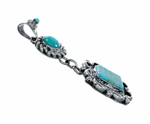 Turquoise Inlay Navajo Authentic Sterling Silver Pendant NX12526