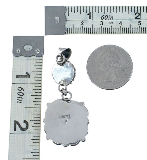Turquoise Inlay Navajo Authentic Sterling Silver Pendant NX12526