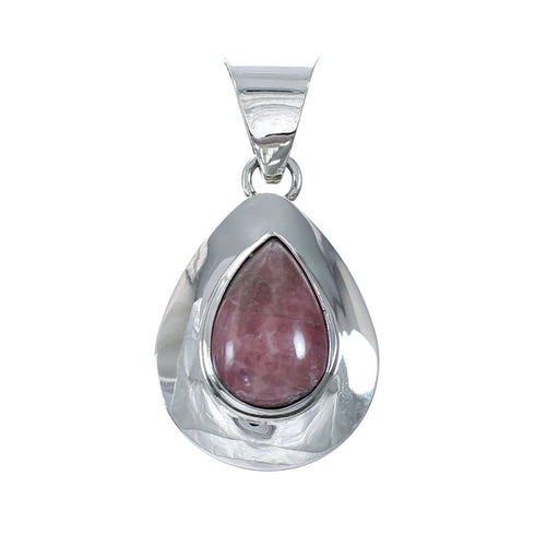 Navajo Sterling Silver Rhodochrosite Tear Drop Pendant NX12592