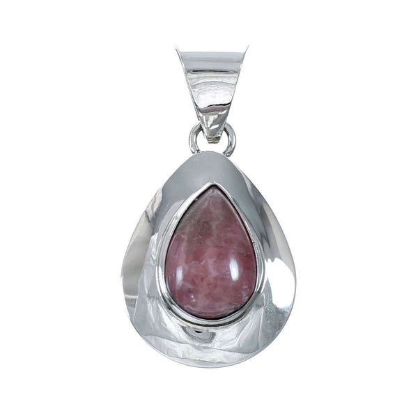 Navajo Sterling Silver Rhodochrosite Tear Drop Pendant NX12592