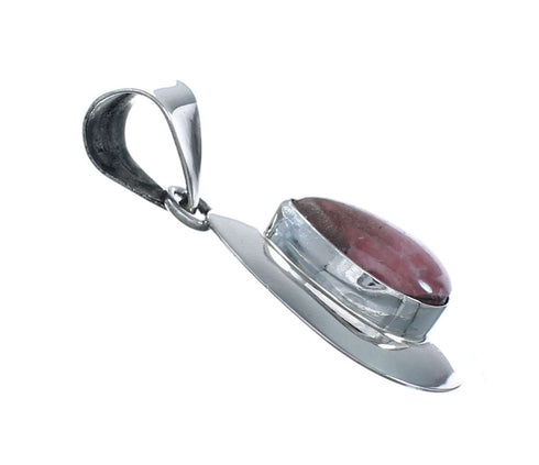 Navajo Sterling Silver Rhodochrosite Tear Drop Pendant NX12592