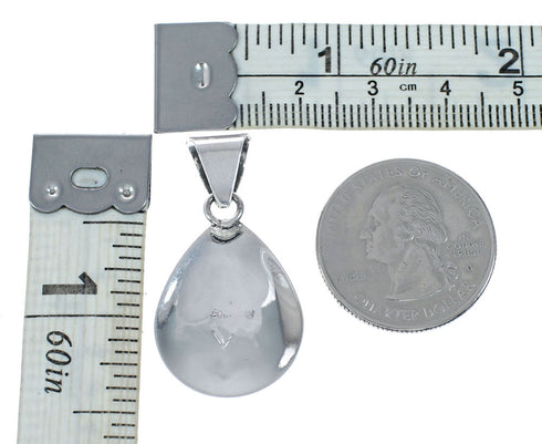 Navajo Sterling Silver Mother Of Pearl Tear Drop Pendant NX12527