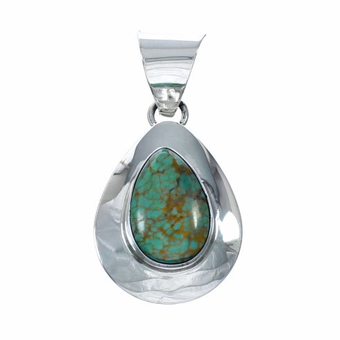 Sterling Silver Turquoise Navajo Tear Drop Pendant NX12591