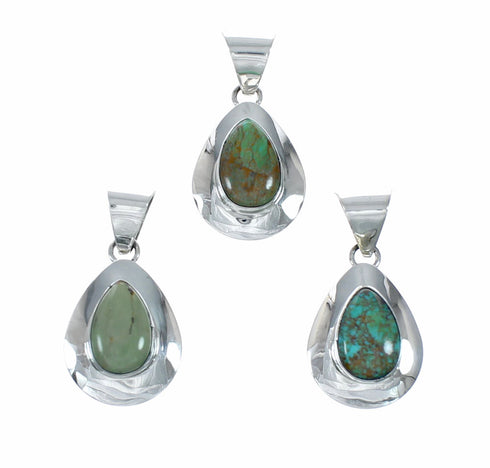Sterling Silver Turquoise Navajo Tear Drop Pendant NX12591