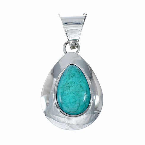 Sterling Silver Turquoise Navajo Tear Drop Pendant NX12590
