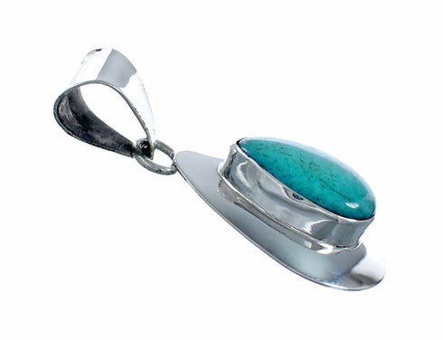 Sterling Silver Turquoise Navajo Tear Drop Pendant NX12590