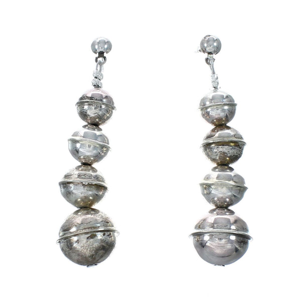 Genuine Sterling Silver Native American Navajo Post Bead Earrings NX12539
