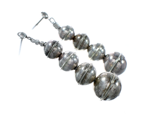 Genuine Sterling Silver Native American Navajo Post Bead Earrings NX12539