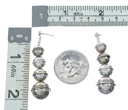 Genuine Sterling Silver Native American Navajo Post Bead Earrings NX12539