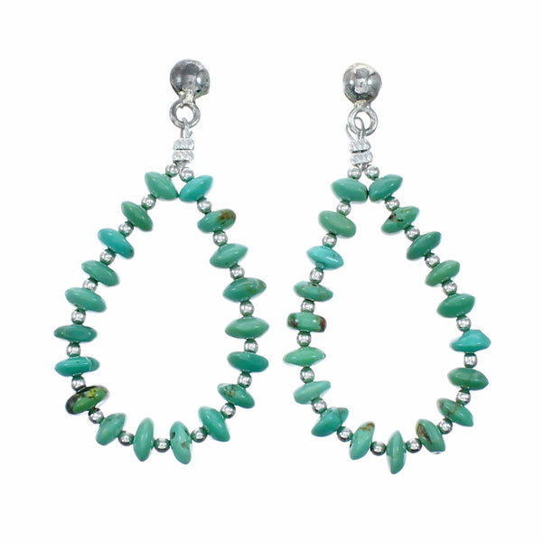 Navajo Turquoise Sterling Silver Bead Post Earrings NX12543