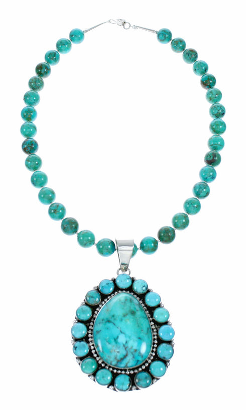 Genuine Navajo Turquoise Sterling Silver Necklace NX12562