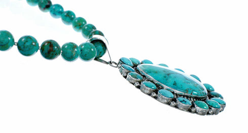 Genuine Navajo Turquoise Sterling Silver Necklace NX12562
