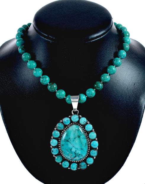 Genuine Navajo Turquoise Sterling Silver Necklace NX12562