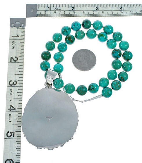 Genuine Navajo Turquoise Sterling Silver Necklace NX12562