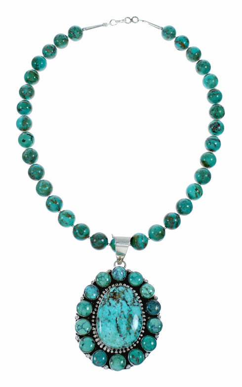 Native American Navajo Turquoise Sterling Silver Necklace NX12563