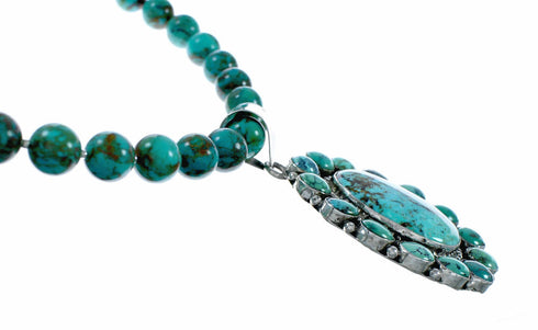 Native American Navajo Turquoise Sterling Silver Necklace NX12563