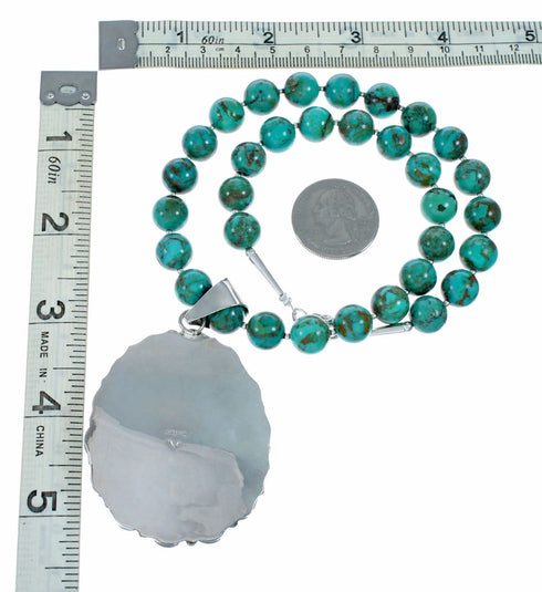 Native American Navajo Turquoise Sterling Silver Necklace NX12563