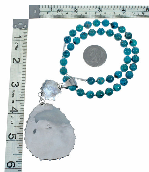 Genuine Navajo Premium Turquoise Sterling Silver Necklace NX12564