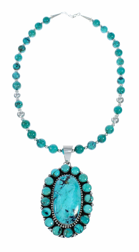 Native American Navajo High Quality Turquoise Sterling Silver Necklace NX12565