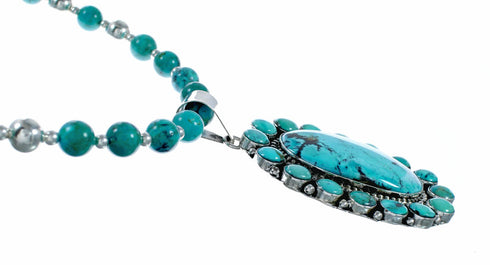 Native American Navajo High Quality Turquoise Sterling Silver Necklace NX12565