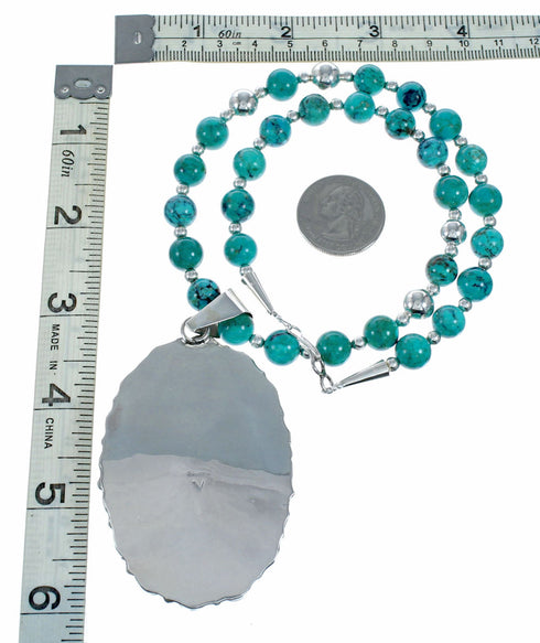 Native American Navajo High Quality Turquoise Sterling Silver Necklace NX12565
