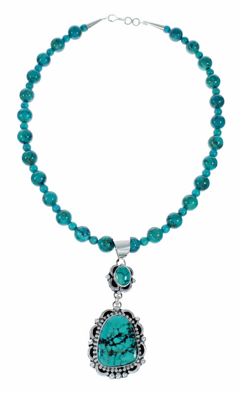 Genuine High Quality Navajo Turquoise Sterling Silver Necklace NX12566