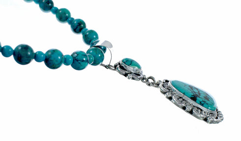 Genuine High Quality Navajo Turquoise Sterling Silver Necklace NX12566