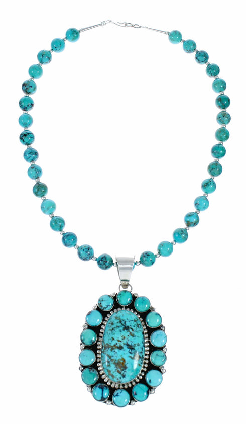 Navajo High Quality Turquoise Sterling Silver Necklace NX12567