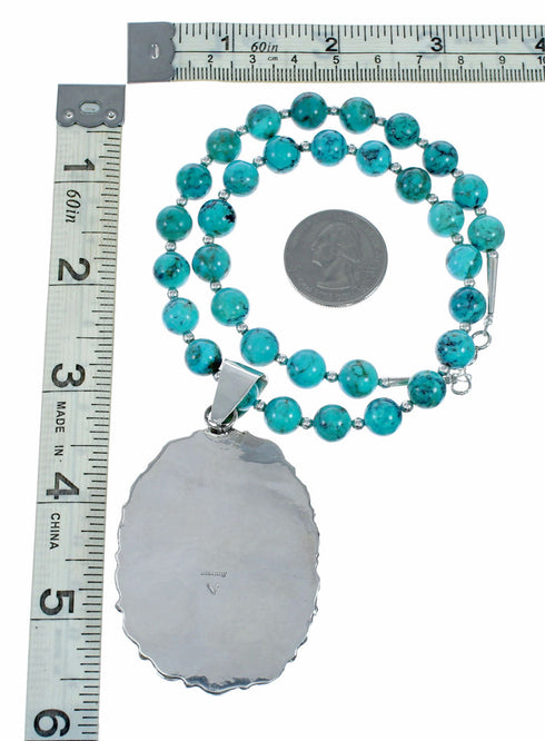 Navajo High Quality Turquoise Sterling Silver Necklace NX12567
