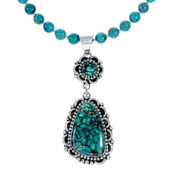Genuine Navajo Turquoise Sterling Silver Necklace NX12568