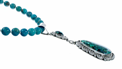 Genuine Navajo Turquoise Sterling Silver Necklace NX12568