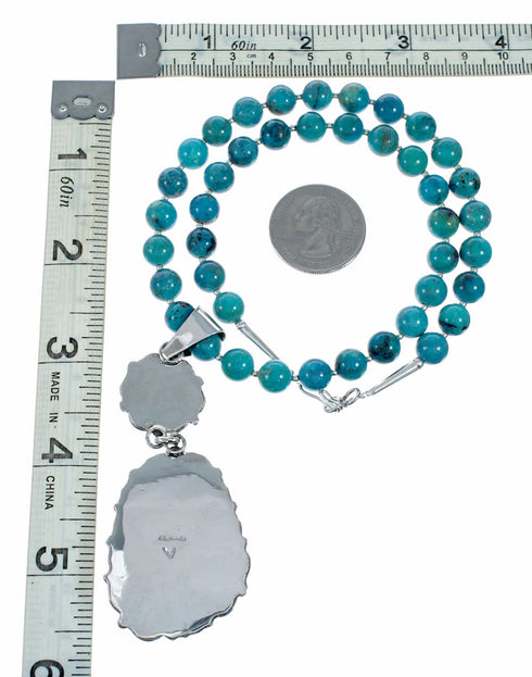 Genuine Navajo Turquoise Sterling Silver Necklace NX12568