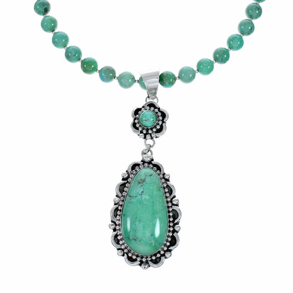 Genuine Navajo Turquoise Sterling Silver Necklace NX12569