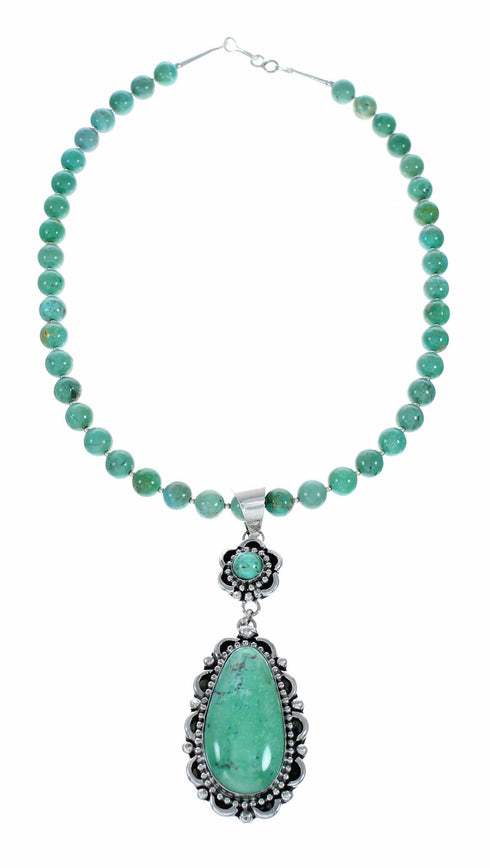 Genuine Navajo Turquoise Sterling Silver Necklace NX12569