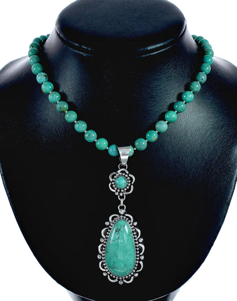 Genuine Navajo Turquoise Sterling Silver Necklace NX12569
