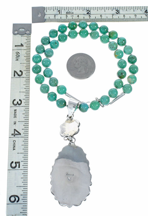 Genuine Navajo Turquoise Sterling Silver Necklace NX12569