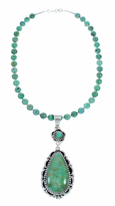 Native American Navajo Turquoise Sterling Silver Necklace NX12570