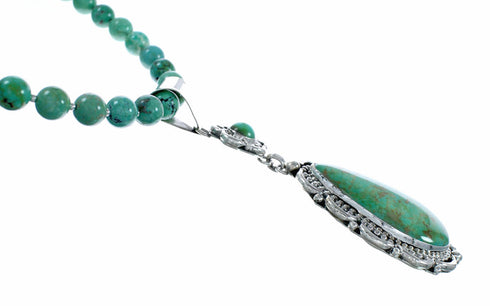 Native American Navajo Turquoise Sterling Silver Necklace NX12570