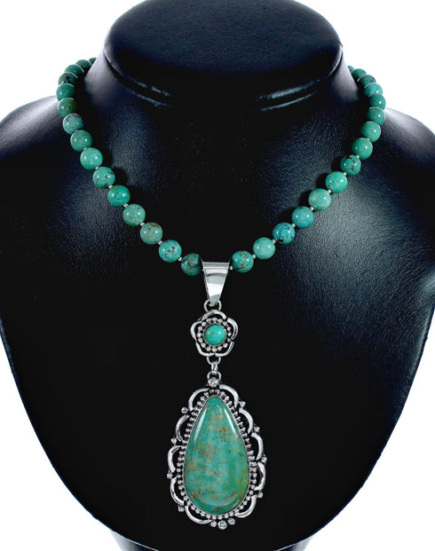 Native American Navajo Turquoise Sterling Silver Necklace NX12570