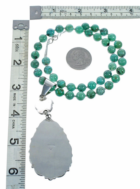 Native American Navajo Turquoise Sterling Silver Necklace NX12570