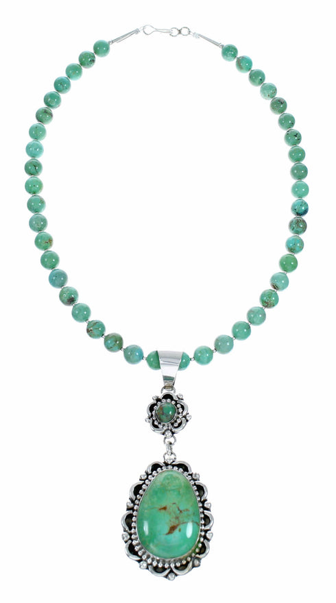 Native American Navajo Turquoise Sterling Silver Necklace NX12571