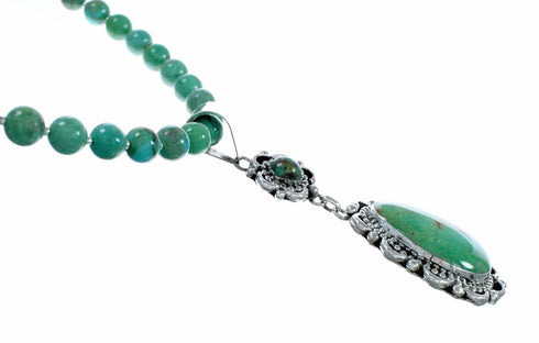 Native American Navajo Turquoise Sterling Silver Necklace NX12571